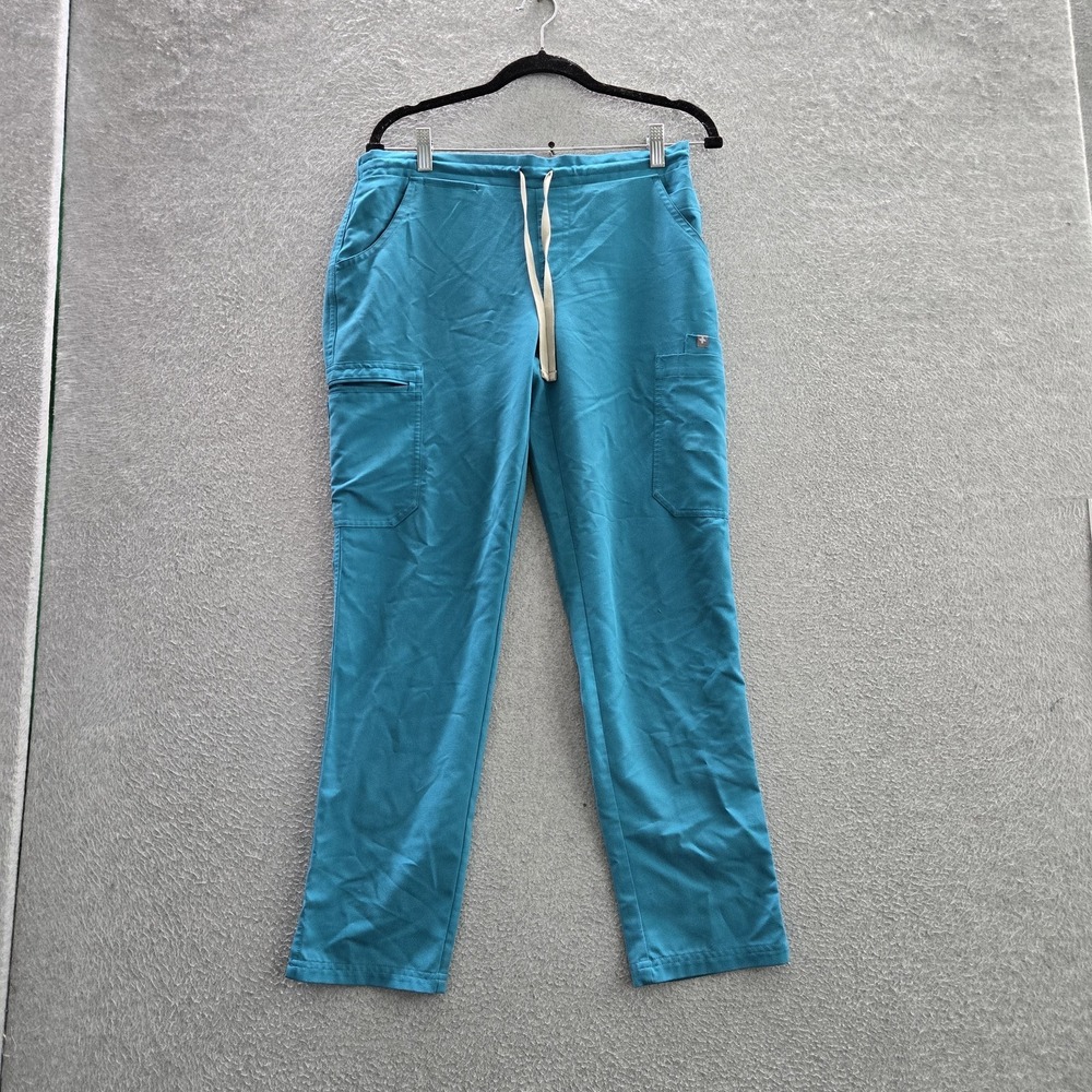 FIGS Women Scrub Pants Small Blue Yola Slim Cargo Straight Drawstring 28" Inseam